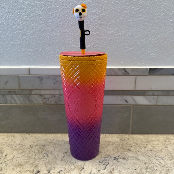 Starbucks Dia De Los Muertos 2024 Ombre Tumbler 24oz /sugar skull topper - Picture 4 of 8